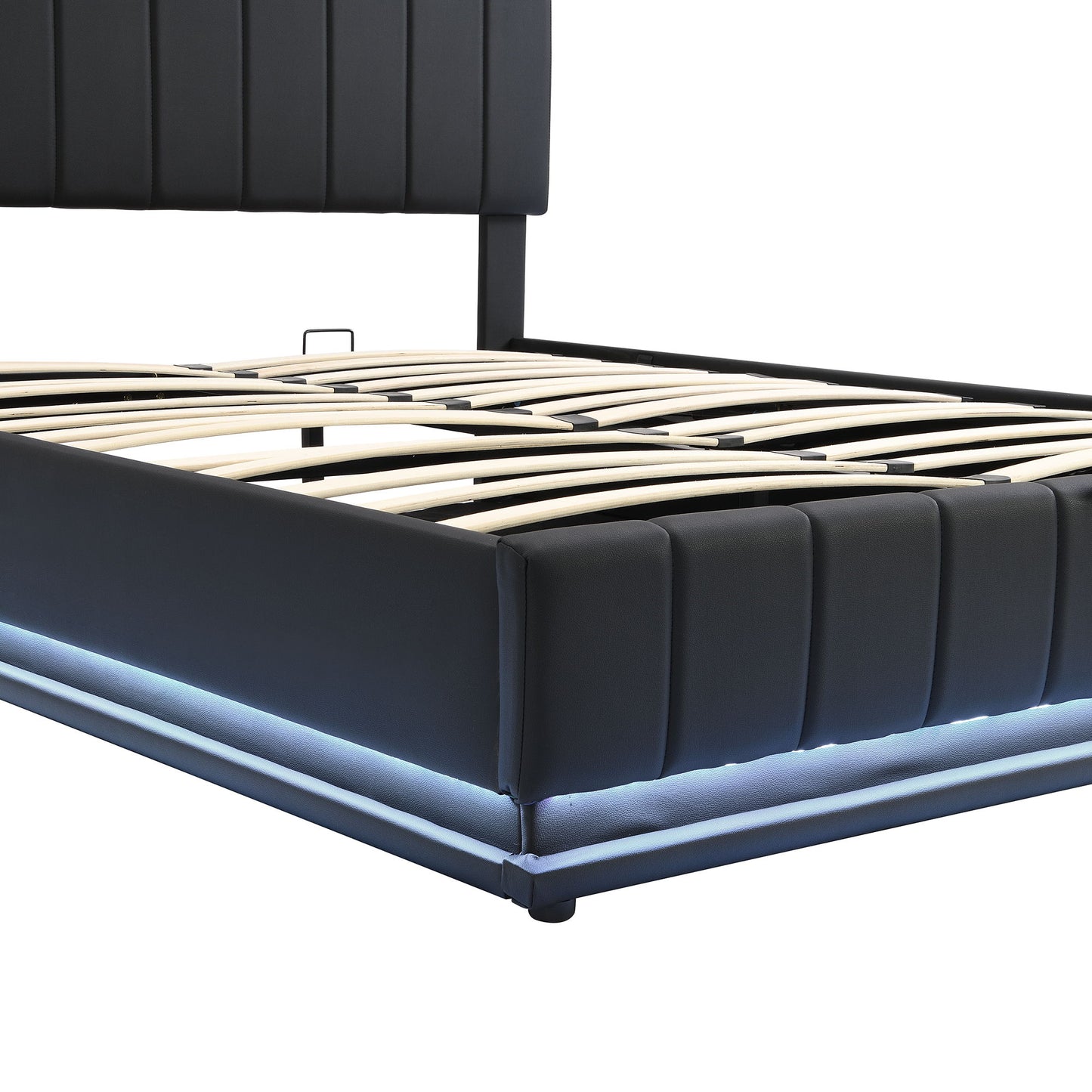 Upholstered Bed With Hydraulic Storage System And LED Light, With Sockets And USB Ports - The Sleep Loft - Online Mattress Showroom NYC