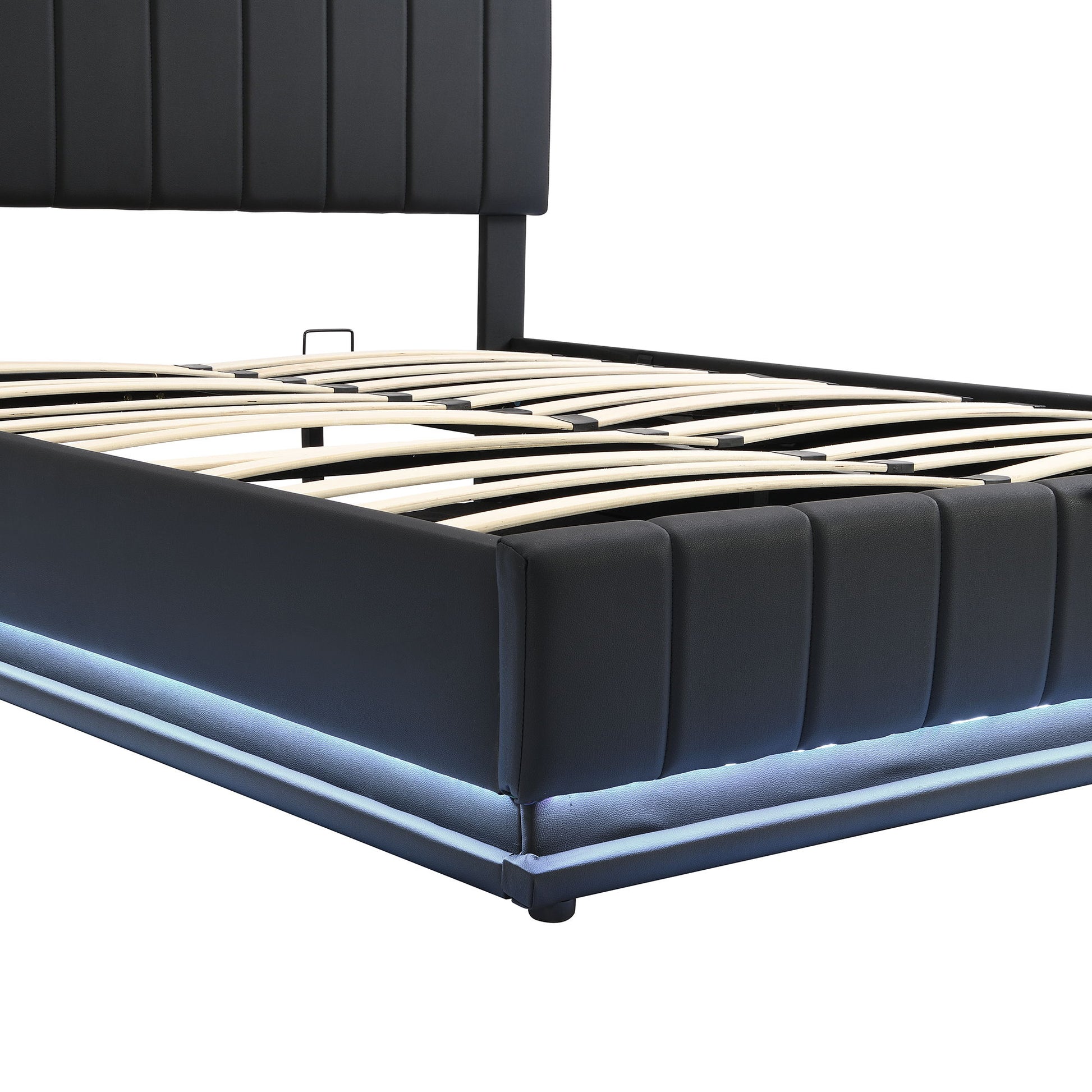 Upholstered Bed With Hydraulic Storage System And LED Light, With Sockets And USB Ports - The Sleep Loft - Online Mattress Showroom NYC