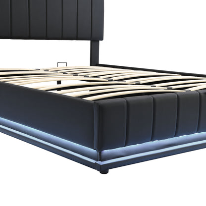 Upholstered Bed With Hydraulic Storage System And LED Light, With Sockets And USB Ports - The Sleep Loft - Online Mattress Showroom NYC