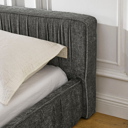 Modern Upholstered Platform Bed Frame With Pleated Design - The Sleep Loft - Online Mattress Showroom NYC