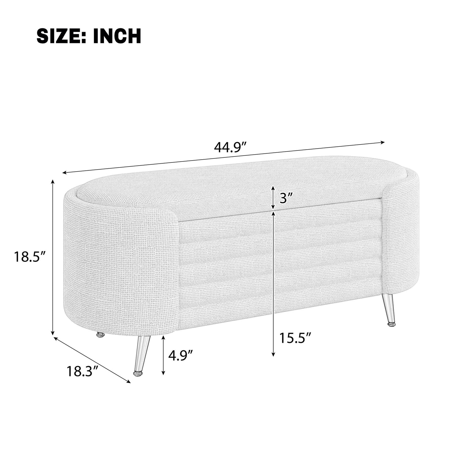 Modern Oval Storage Ottoman With Upholstery - The Sleep Loft - Online Mattress Showroom NYC