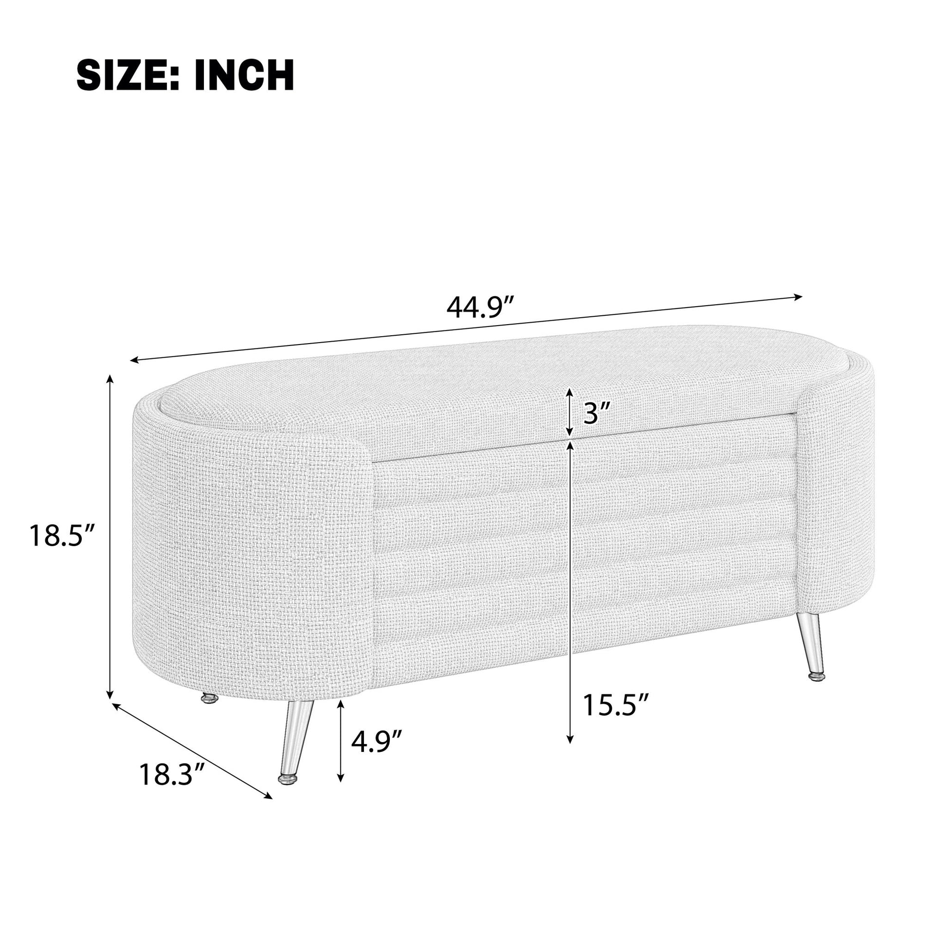 Modern Oval Storage Ottoman With Upholstery - The Sleep Loft - Online Mattress Showroom NYC