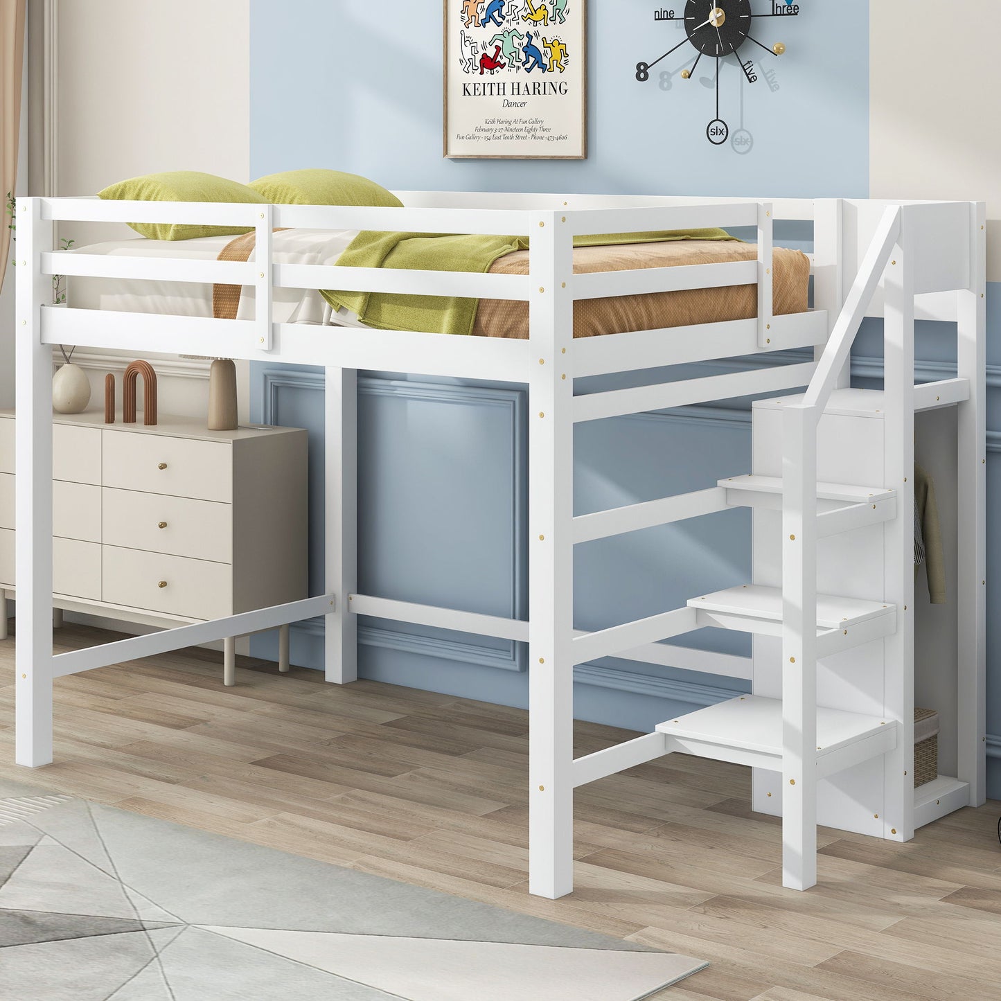 Loft Bed With Built In Storage Wardrobe And Staircase - The Sleep Loft - Online Mattress Showroom NYC