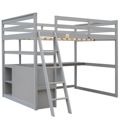 Modern Loft Bed With Built In Desk, Shelves, And 2 Drawers - The Sleep Loft - Online Mattress Showroom NYC