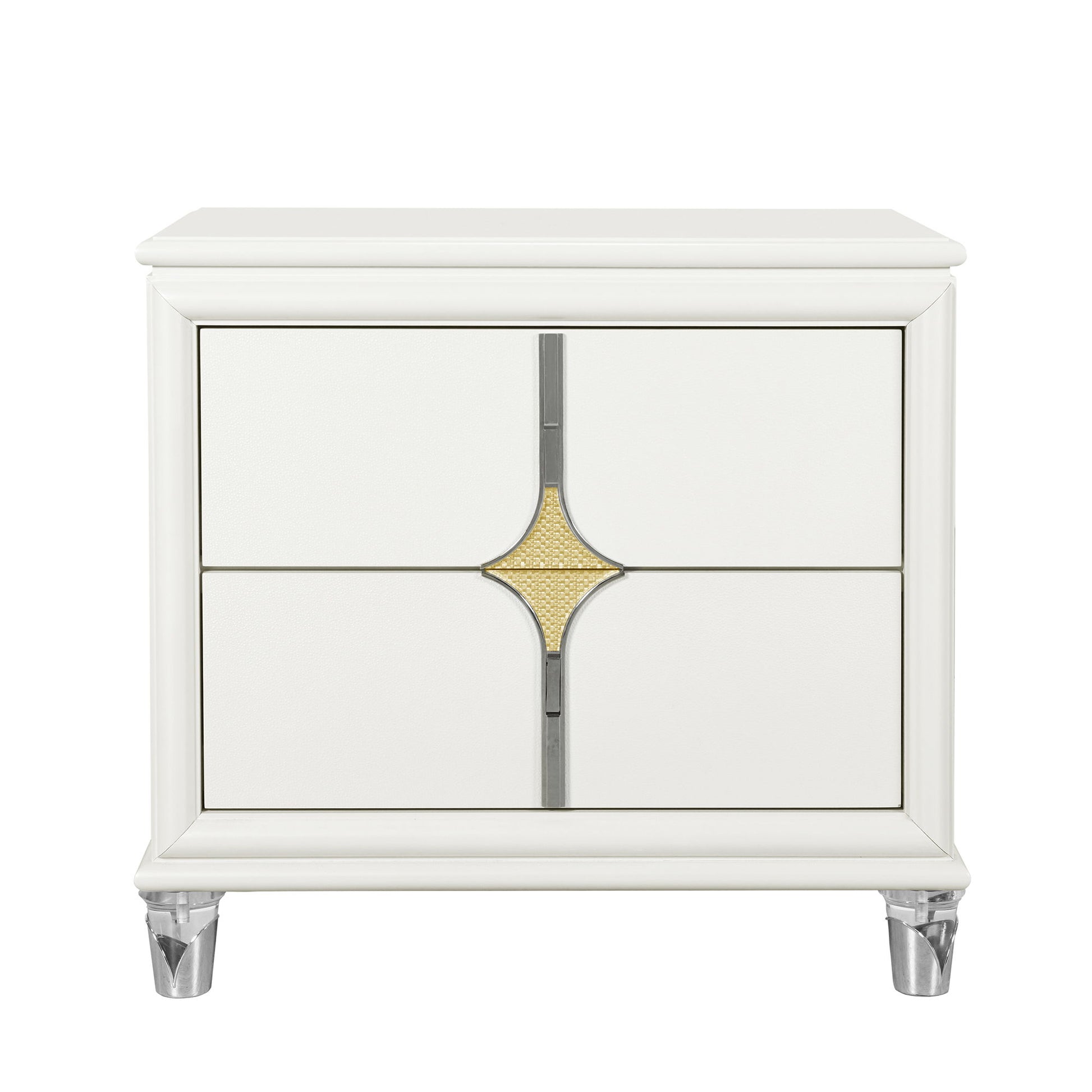 Uriuni - Nightstand - Gold / White - The Sleep Loft - Online Mattress Showroom NYC