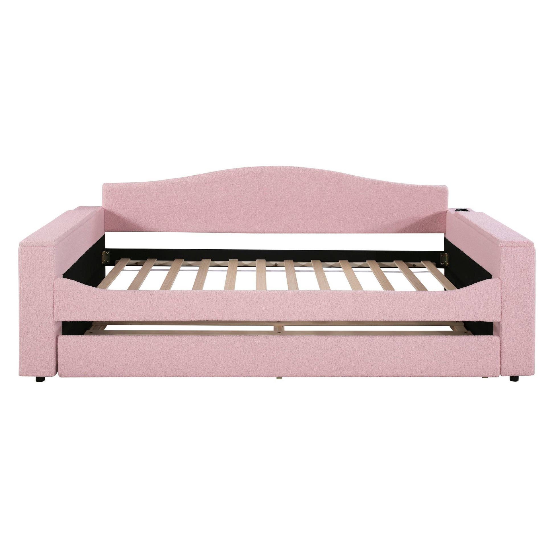 Upholstered Daybed With Storage Armrests, Trundle And Latest Integrated tooth Audio System - The Sleep Loft - Online Mattress Showroom NYC