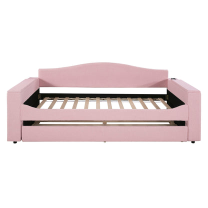 Upholstered Daybed With Storage Armrests, Trundle And Latest Integrated tooth Audio System - The Sleep Loft - Online Mattress Showroom NYC