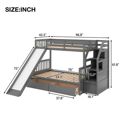 Bunk Bed With Storage Staircase, Slide, Desk, Drawers, And Shelves - The Sleep Loft - Online Mattress Showroom NYC