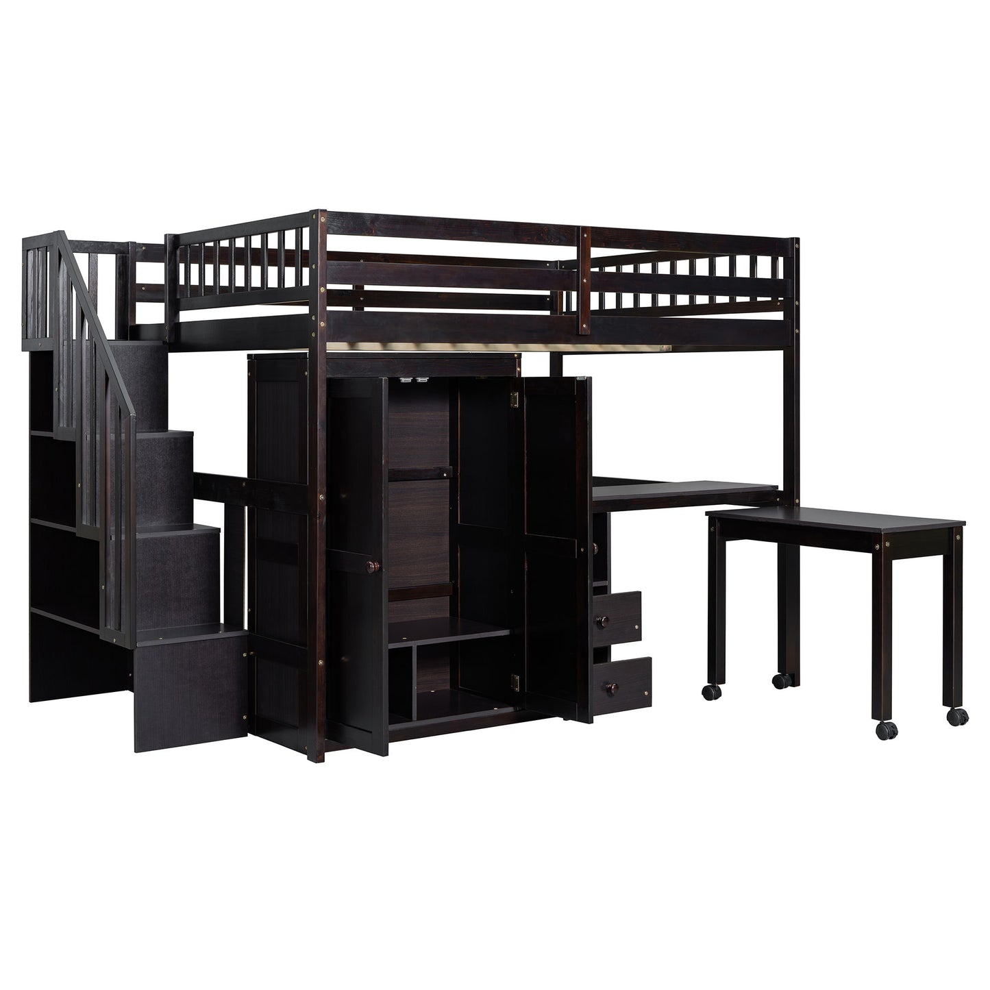 Loft Bed With Stairs, Bookshelf, Drawers, Desk & Wardrobe, Space Saving Multifunctional Furniture - The Sleep Loft - Online Mattress Showroom NYC