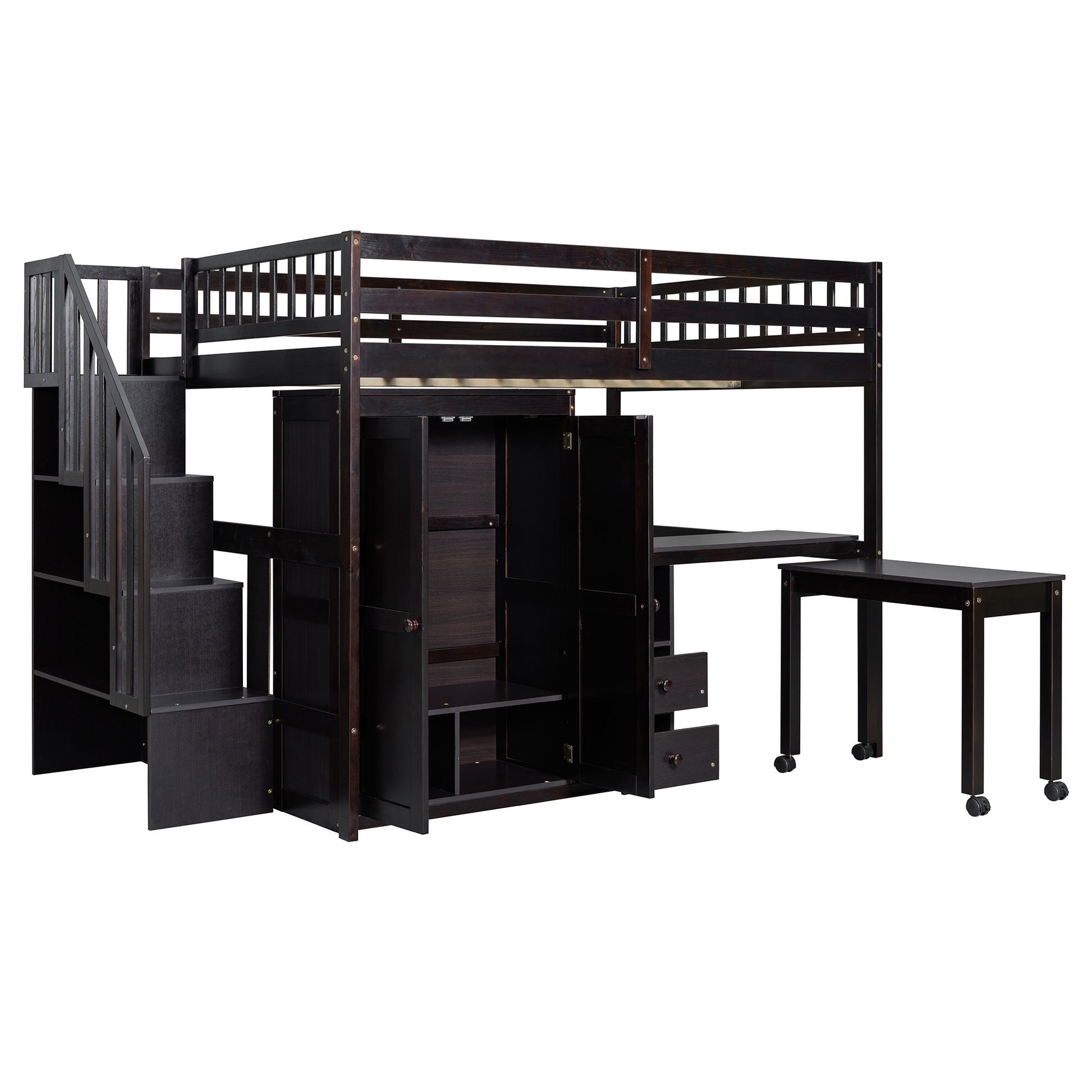Loft Bed With Stairs, Bookshelf, Drawers, Desk & Wardrobe, Space Saving Multifunctional Furniture - The Sleep Loft - Online Mattress Showroom NYC