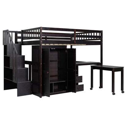 Loft Bed With Stairs, Bookshelf, Drawers, Desk & Wardrobe, Space Saving Multifunctional Furniture - The Sleep Loft - Online Mattress Showroom NYC