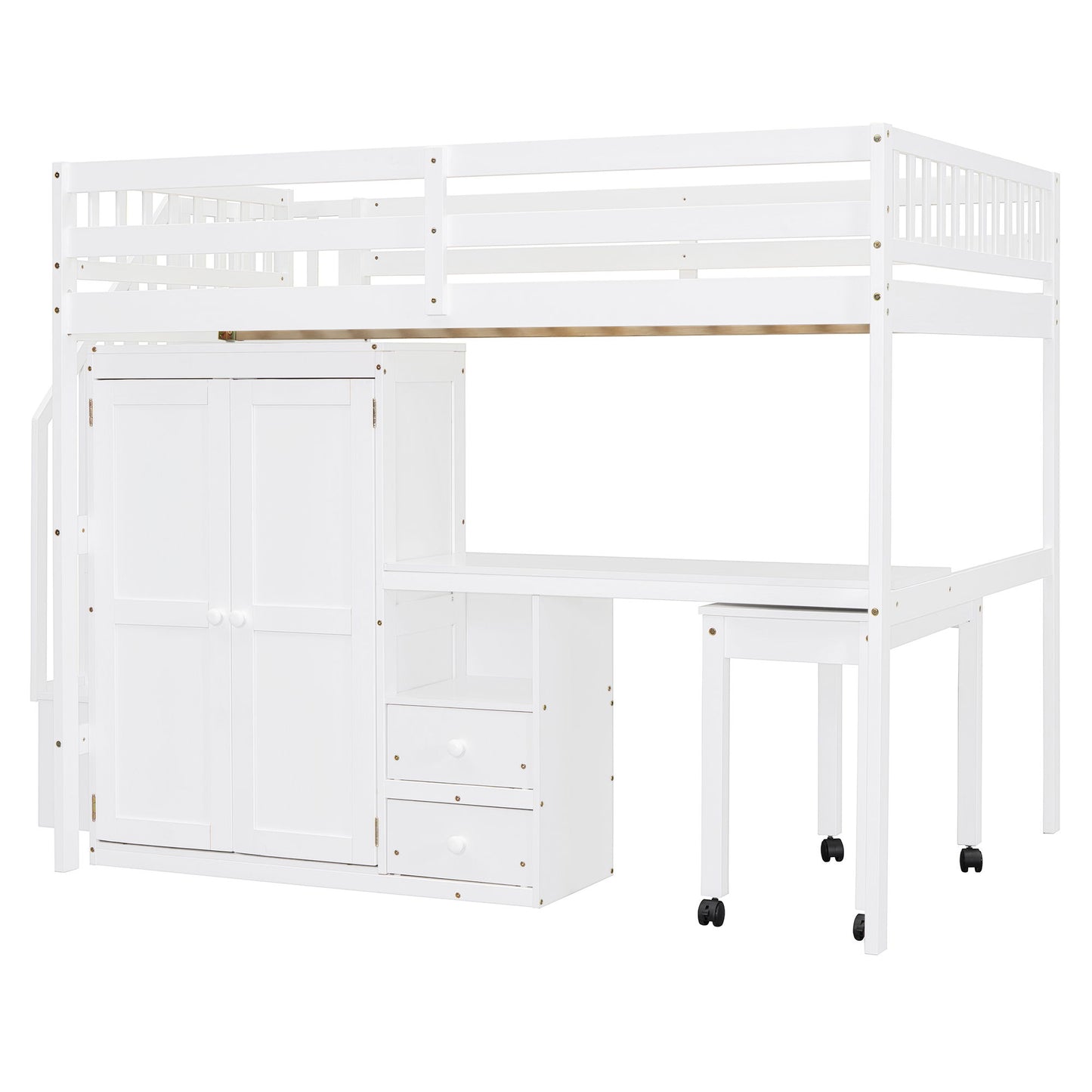 Loft Bed With Stairs, Bookshelf, Drawers, Desk & Wardrobe, Space Saving Multifunctional Furniture - The Sleep Loft - Online Mattress Showroom NYC