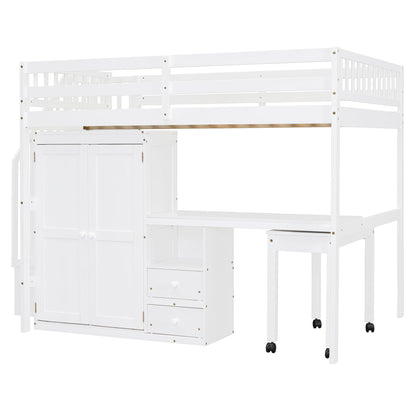 Loft Bed With Stairs, Bookshelf, Drawers, Desk & Wardrobe, Space Saving Multifunctional Furniture - The Sleep Loft - Online Mattress Showroom NYC