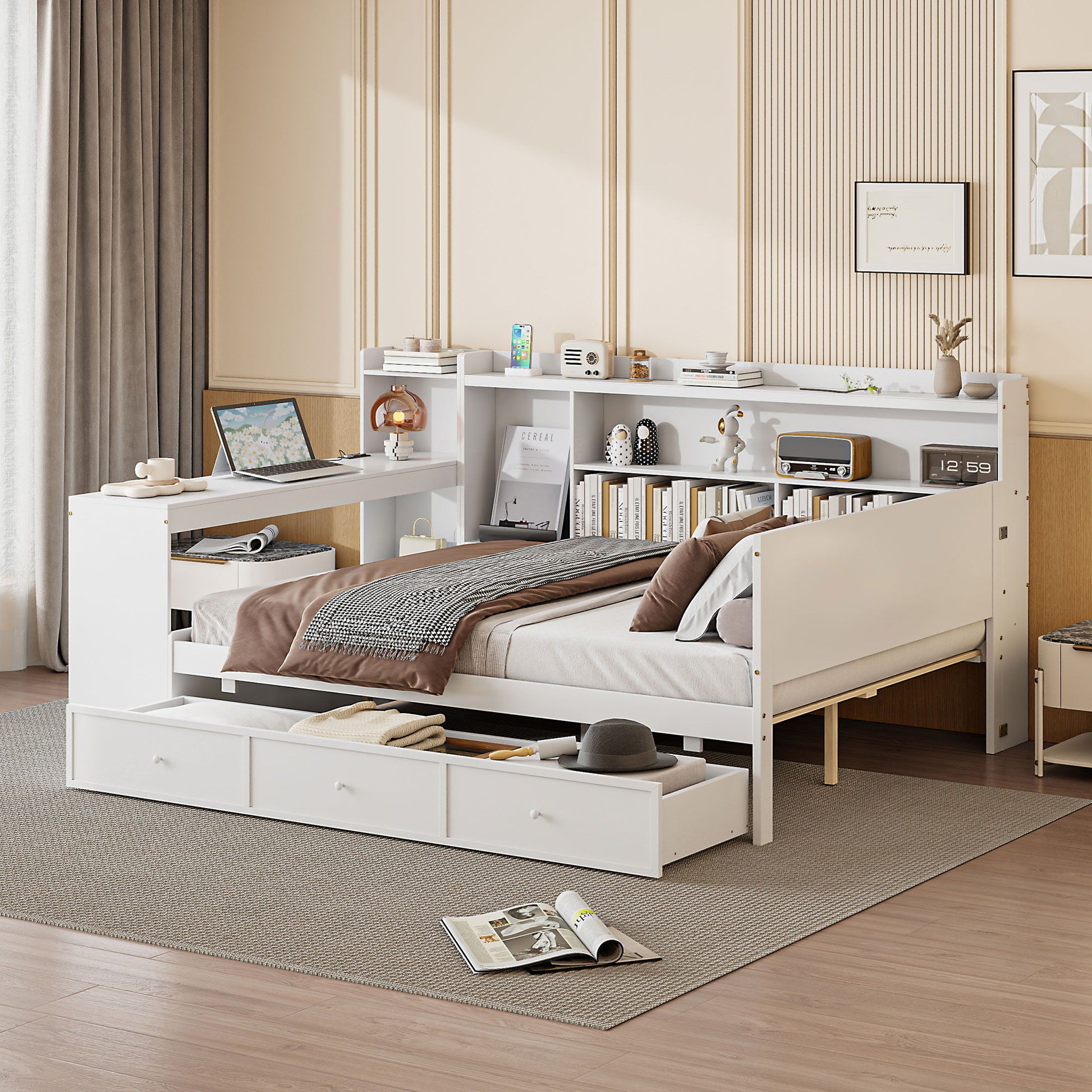 Daybed With 3 Drawers USB Ports And Desk - The Sleep Loft - Online Mattress Showroom NYC