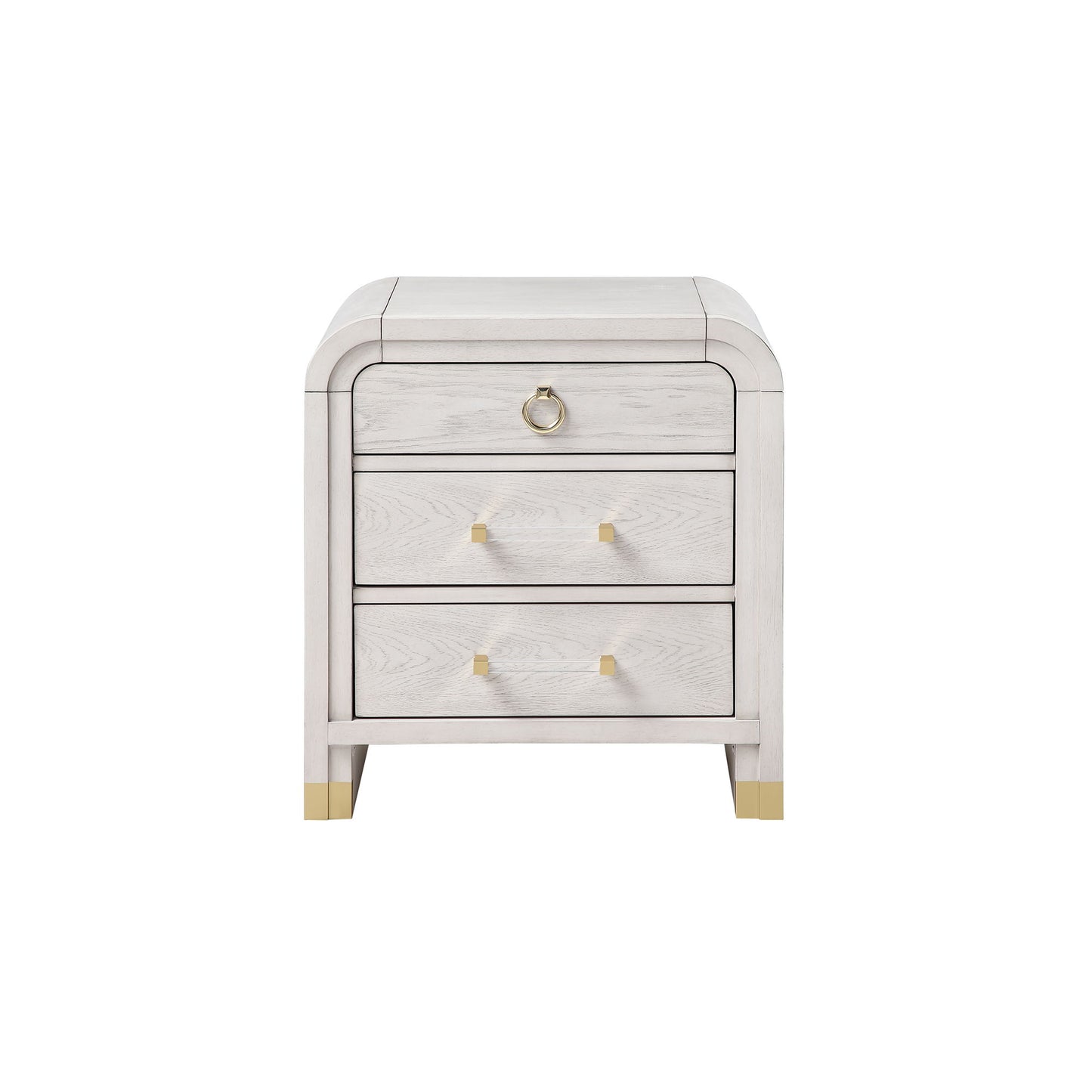 Malco - Nightstand With Spacious Drawer And Gold Metal Fluted Detailing - Black White - The Sleep Loft - Online Mattress Showroom NYC