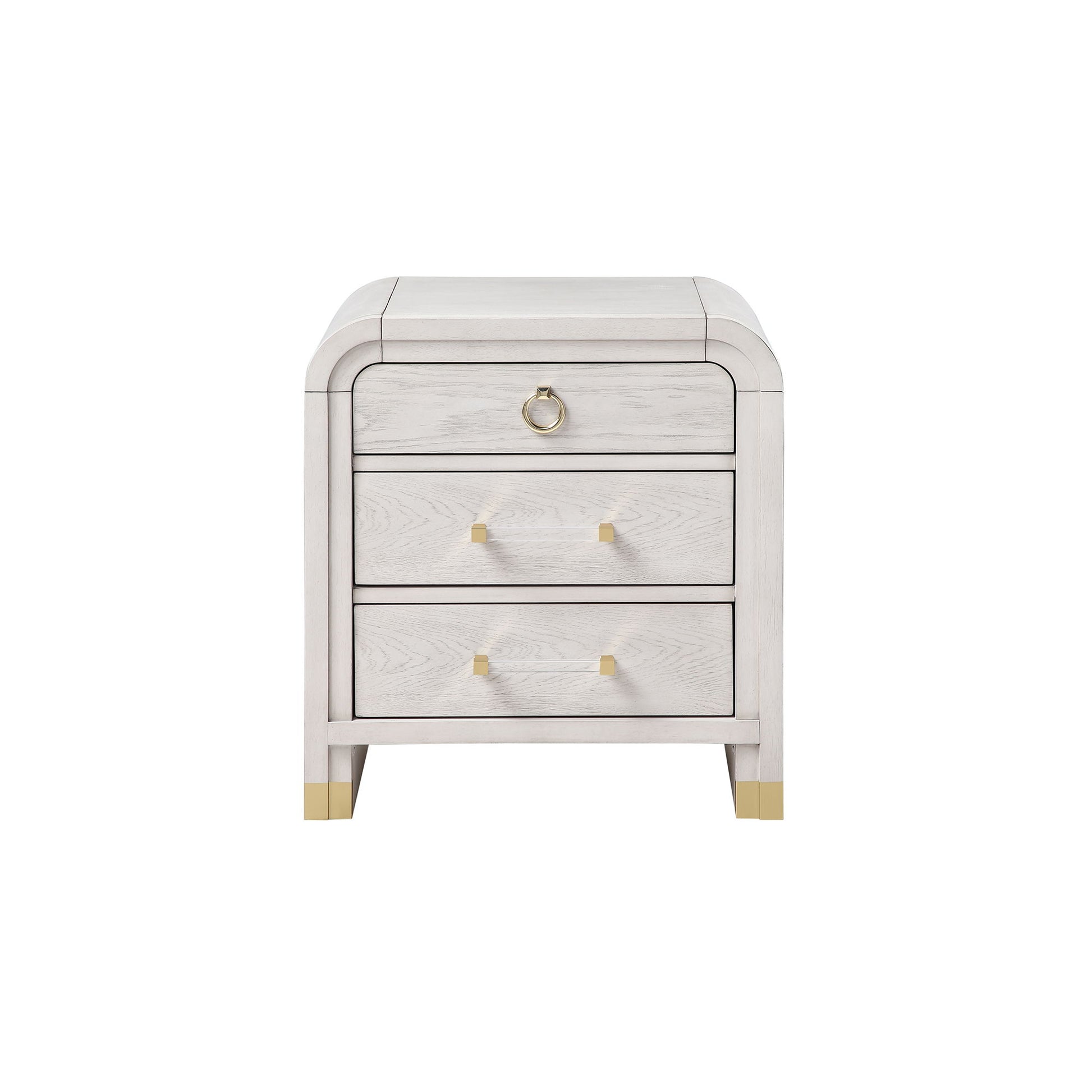 Malco - Nightstand With Spacious Drawer And Gold Metal Fluted Detailing - Black White - The Sleep Loft - Online Mattress Showroom NYC
