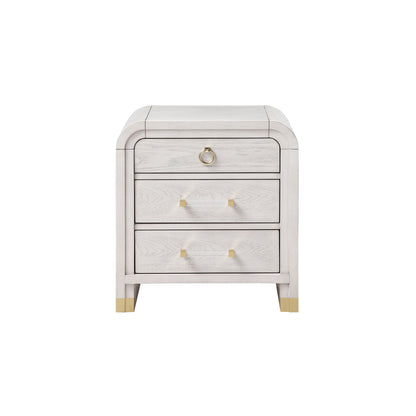 Malco - Nightstand With Spacious Drawer And Gold Metal Fluted Detailing - Black White - The Sleep Loft - Online Mattress Showroom NYC