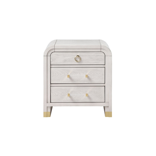 Malco - Nightstand With Spacious Drawer And Gold Metal Fluted Detailing - Black White - The Sleep Loft - Online Mattress Showroom NYC