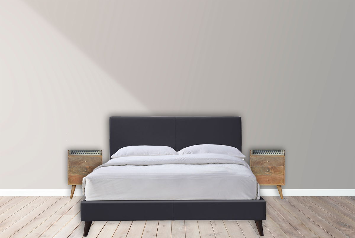 Inlay Bone Gallery Back Nightstand - Brown - The Sleep Loft - Online Mattress Showroom NYC