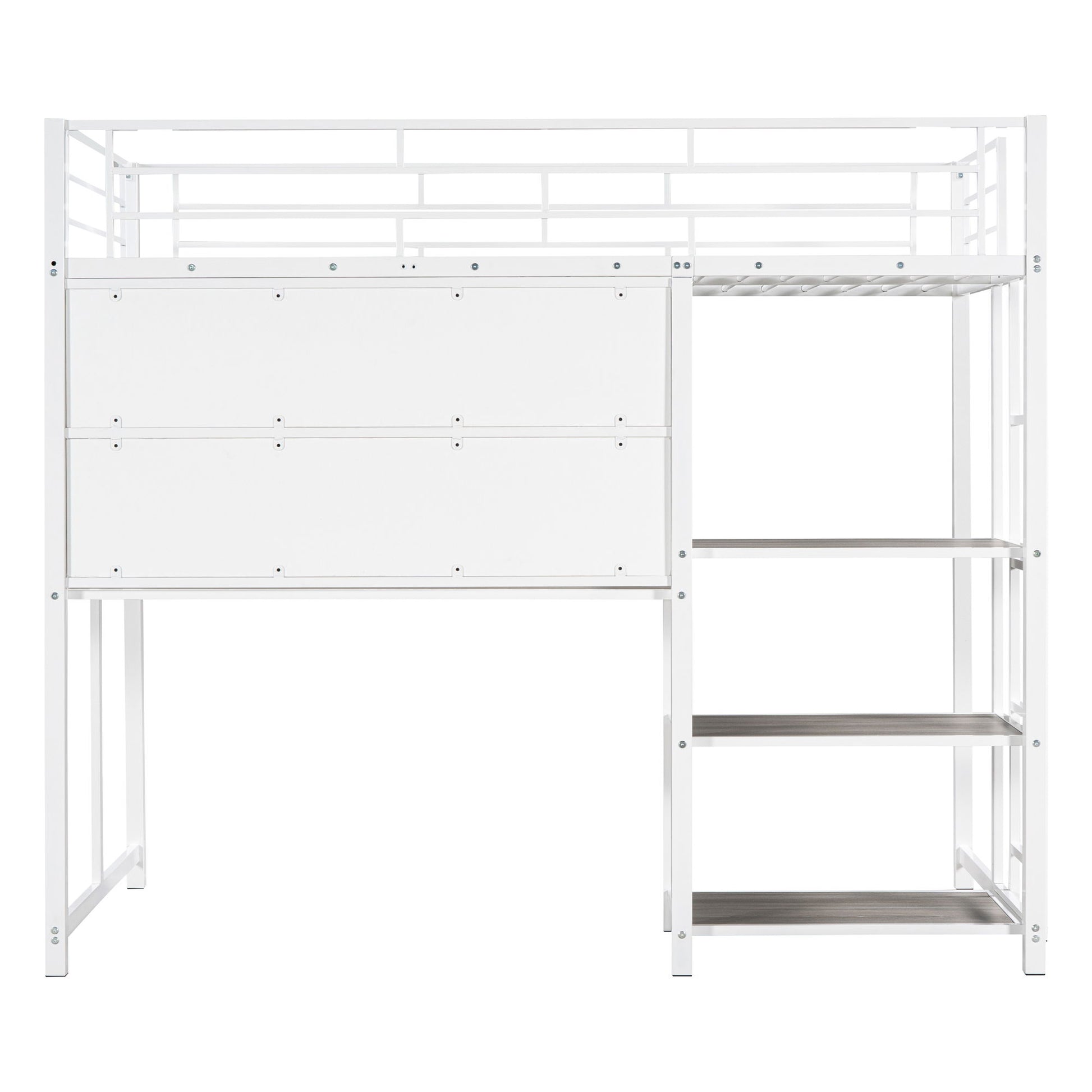 Metal Loft Bed With Desk, 3 Shelves And Ladder - The Sleep Loft - Online Mattress Showroom NYC