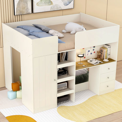 Loft Bed With Built In Wardrobe, Desk, Shelves, And Drawers - The Sleep Loft - Online Mattress Showroom NYC