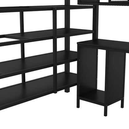 Full Size Loft Bed With Desk Set And Wardrobe - Black - The Sleep Loft - Online Mattress Showroom NYC