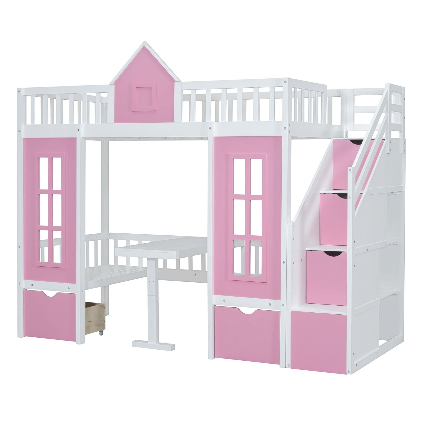 Twin Over Twin Bunk Bed With Changeable Table, Bunk Bed Turn Into Upper Bed And Down Desk - The Sleep Loft - Online Mattress Showroom NYC