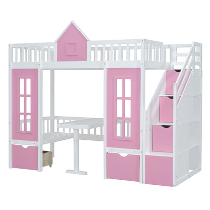 Twin Over Twin Bunk Bed With Changeable Table, Bunk Bed Turn Into Upper Bed And Down Desk - The Sleep Loft - Online Mattress Showroom NYC
