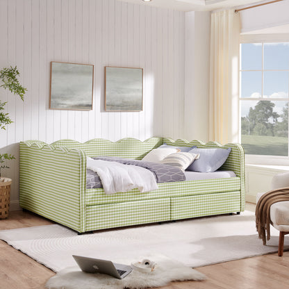 Gingham Daybed With USB Charging Port, Wave-Shaped Design - The Sleep Loft - Online Mattress Showroom NYC