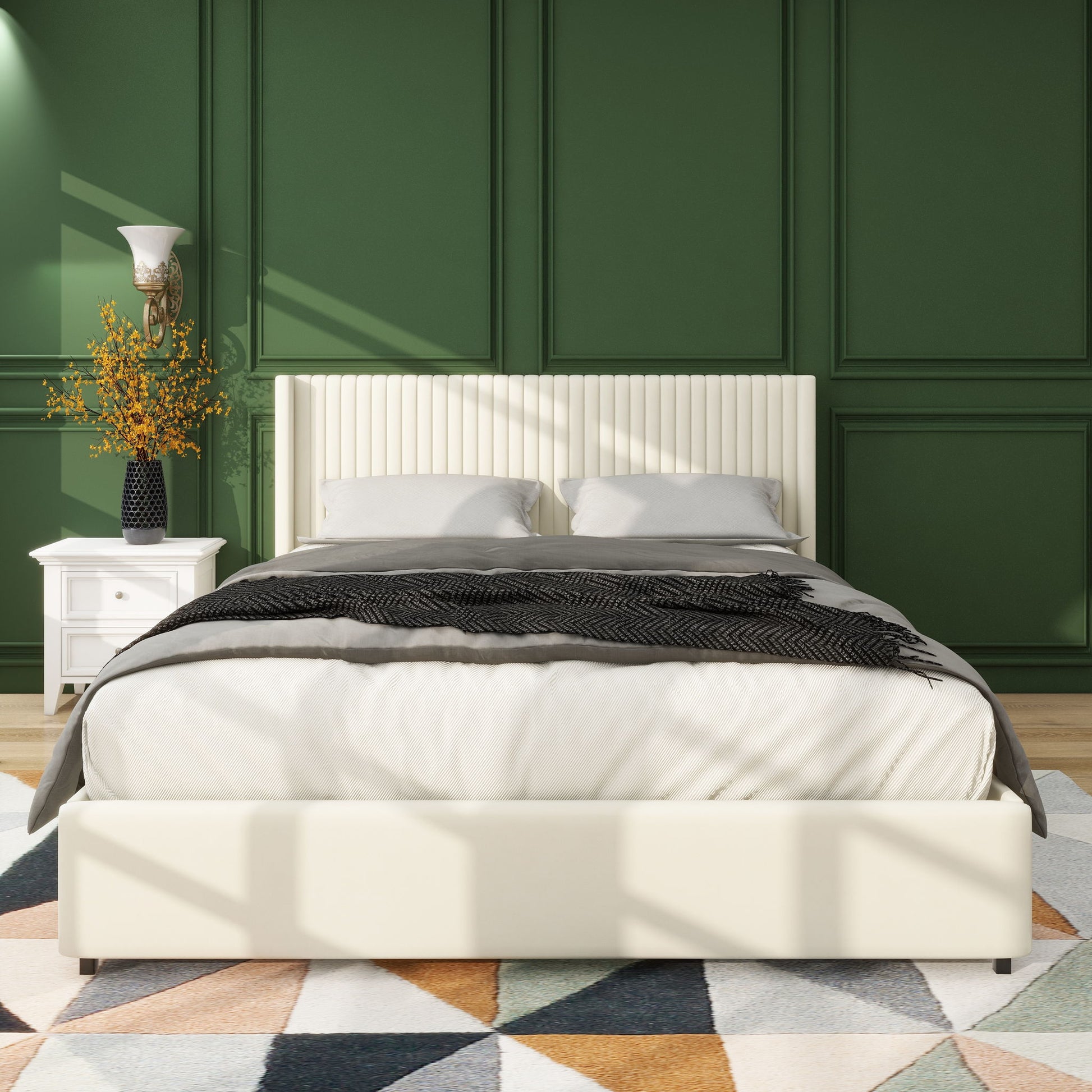 Anna - Upholstered Wingback Platform Bed With 4 Drawers Storage - The Sleep Loft - Online Mattress Showroom NYC
