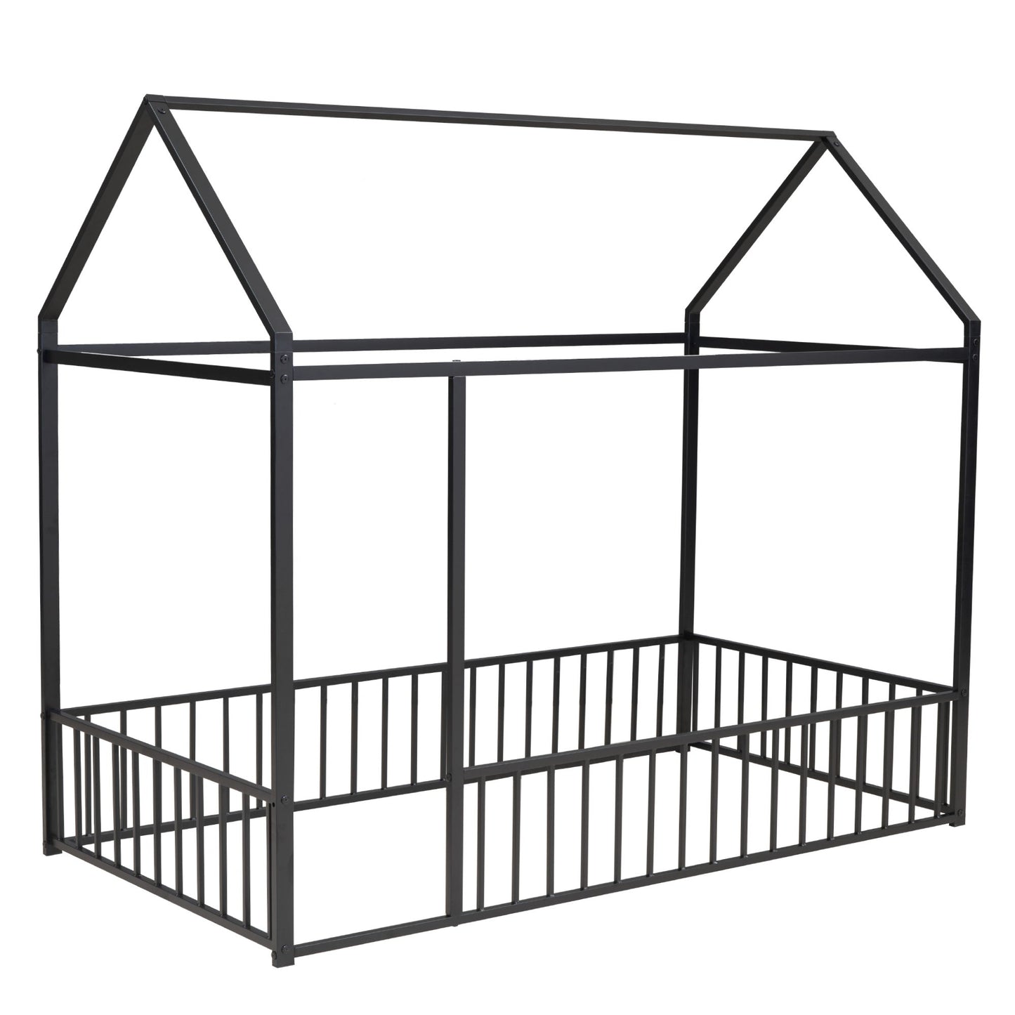 Metal Bed House Bed Frame With Fence - The Sleep Loft - Online Mattress Showroom NYC