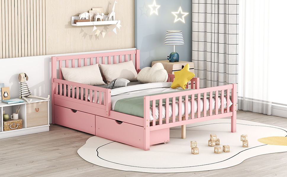 Platform Bed With Guardrails On Both Sides And 2 Storage Drawers - The Sleep Loft - Online Mattress Showroom NYC