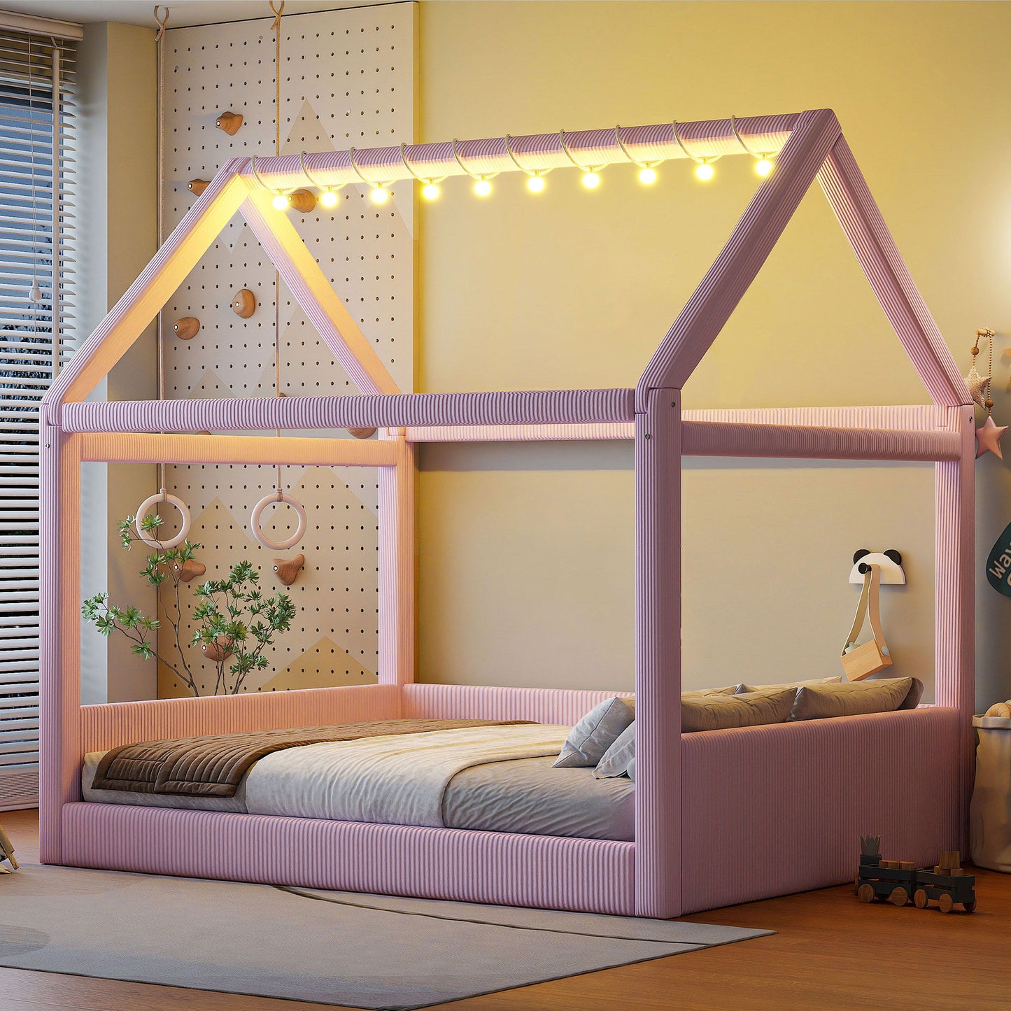 Upholstered House Style Daybed With LED Light Strips - The Sleep Loft - Online Mattress Showroom NYC