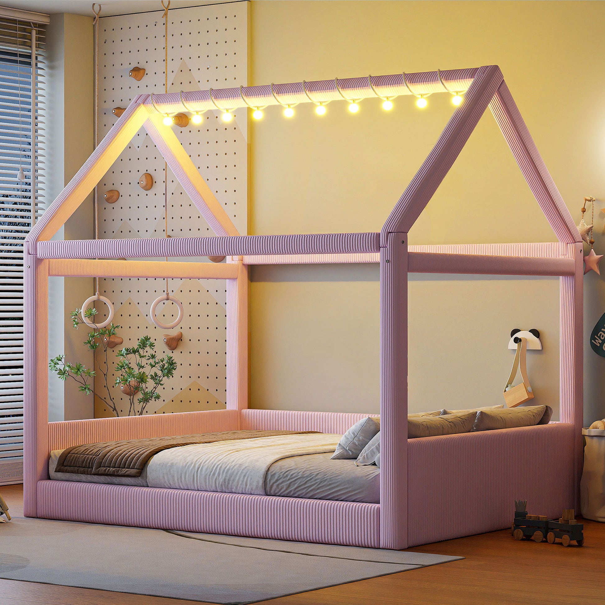 Upholstered House Style Daybed With LED Light Strips - The Sleep Loft - Online Mattress Showroom NYC