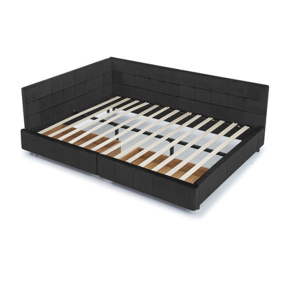 Mid-Century Storage Upholstered Tufted Bed Frame With Backrest And Armrests - The Sleep Loft - Online Mattress Showroom NYC