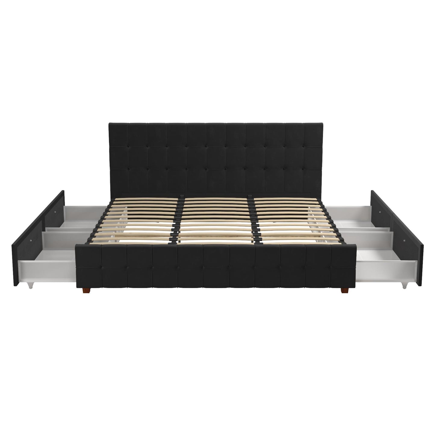 King Upholstered Bed With Storage - Black