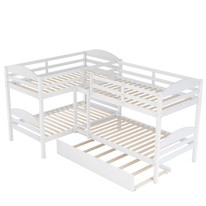 Twin L-Shaped Bunk Bed With Trundle - White - The Sleep Loft - Online Mattress Showroom NYC