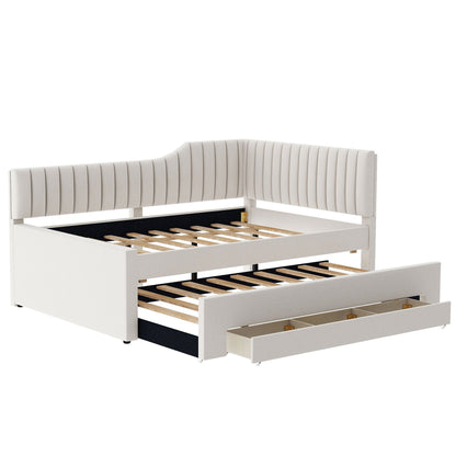 Upholstered Daybed With Trundle And 3 Drawers - The Sleep Loft - Online Mattress Showroom NYC