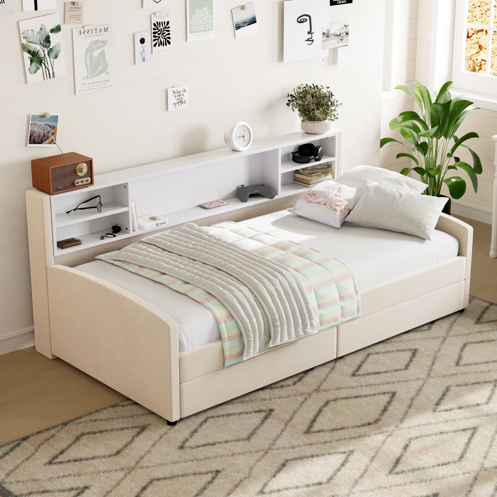 Luxurious Upholstered Platform Bed With Storage Drawers - The Sleep Loft - Online Mattress Showroom NYC