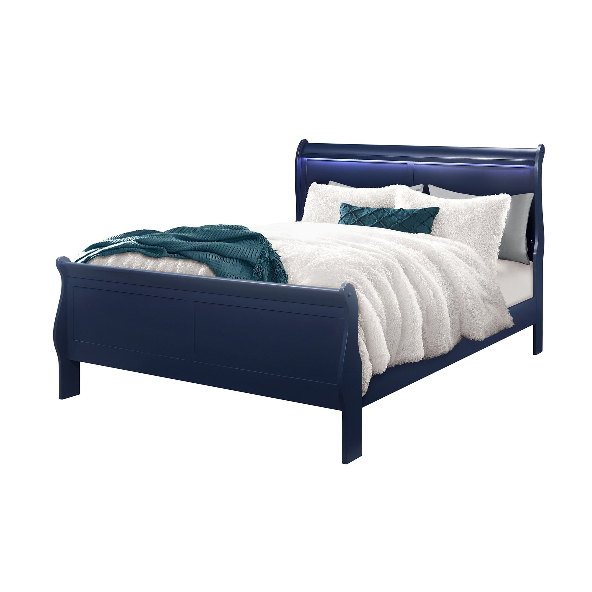 Charlston - Modern Sleigh Design Bed With LED - The Sleep Loft - Online Mattress Showroom NYC