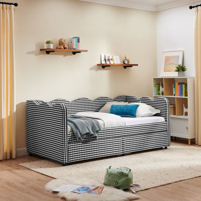 Gingham Daybed With USB Charging Port, Wave-Shaped Design - The Sleep Loft - Online Mattress Showroom NYC