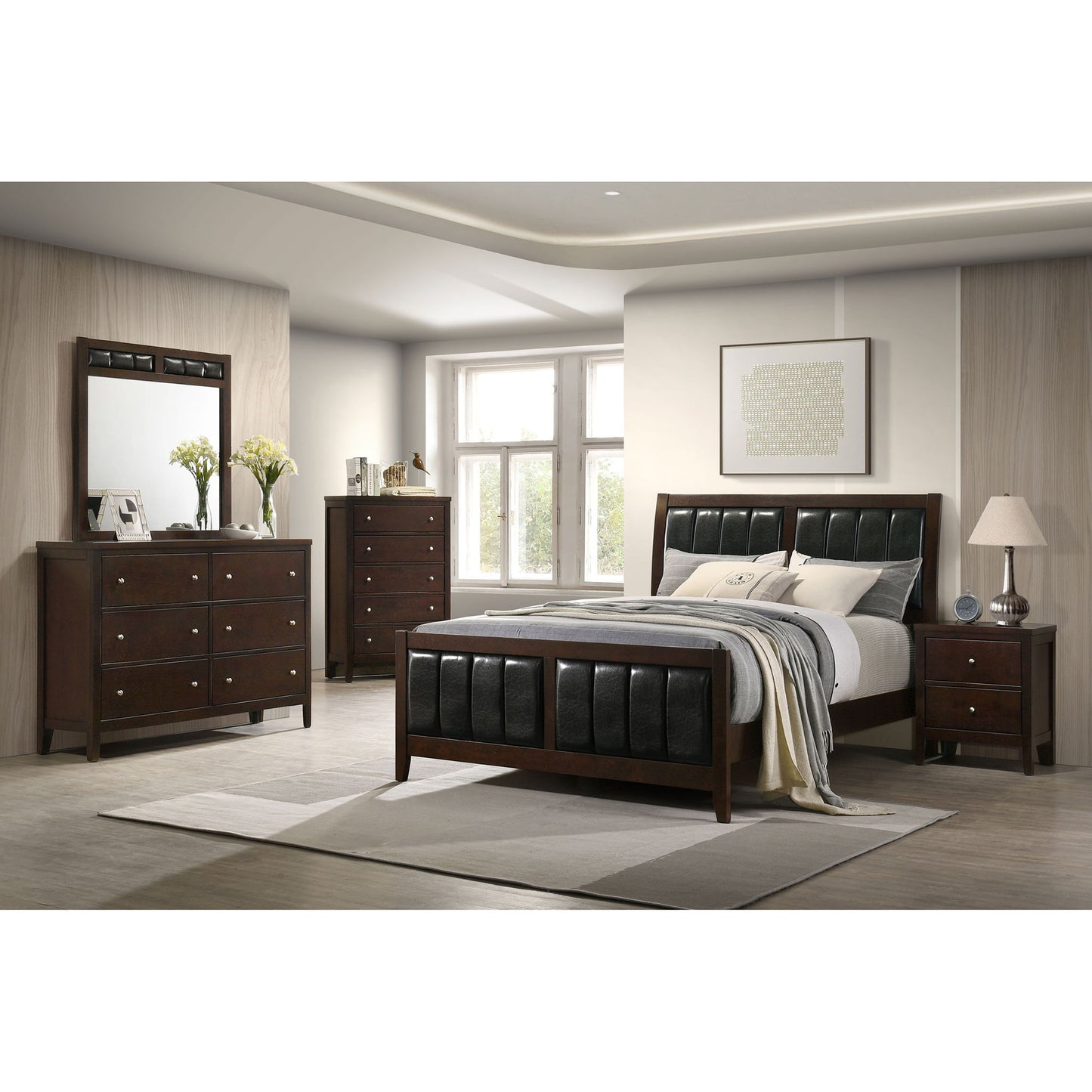 Queen Panel Bed With Upholstered Headboard And Footboard - Brown - The Sleep Loft - Online Mattress Showroom NYC