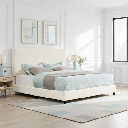 Boucle Upholstered Platform Bed - The Sleep Loft - Online Mattress Showroom NYC