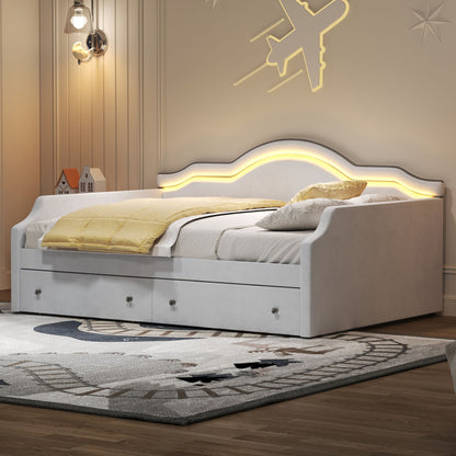 Upholstered Daybed With LED Lights And 2 Drawersme - The Sleep Loft - Online Mattress Showroom NYC