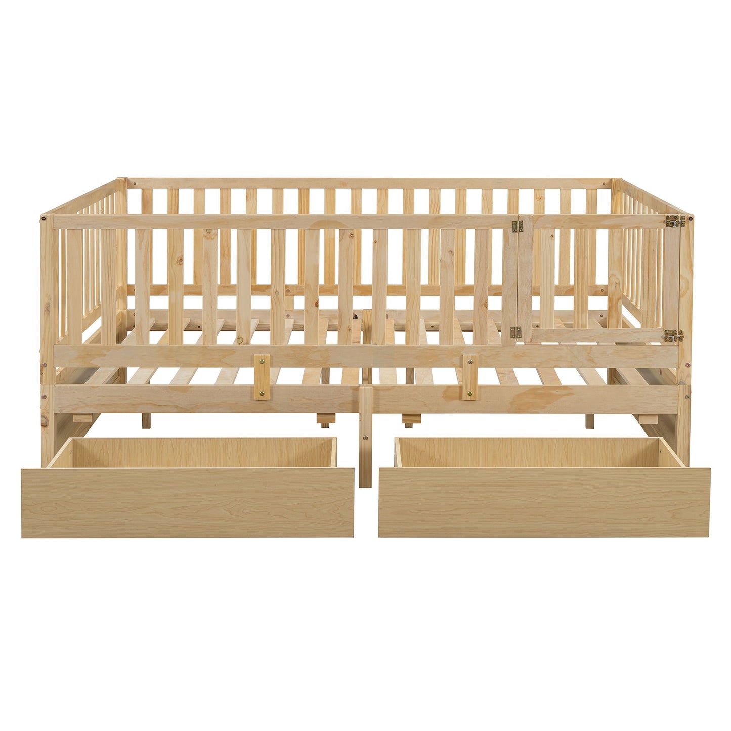 Daybed With Fence Guardrails And 2 Drawers, Split Into Independent Floor Bed & Daybed - The Sleep Loft - Online Mattress Showroom NYC
