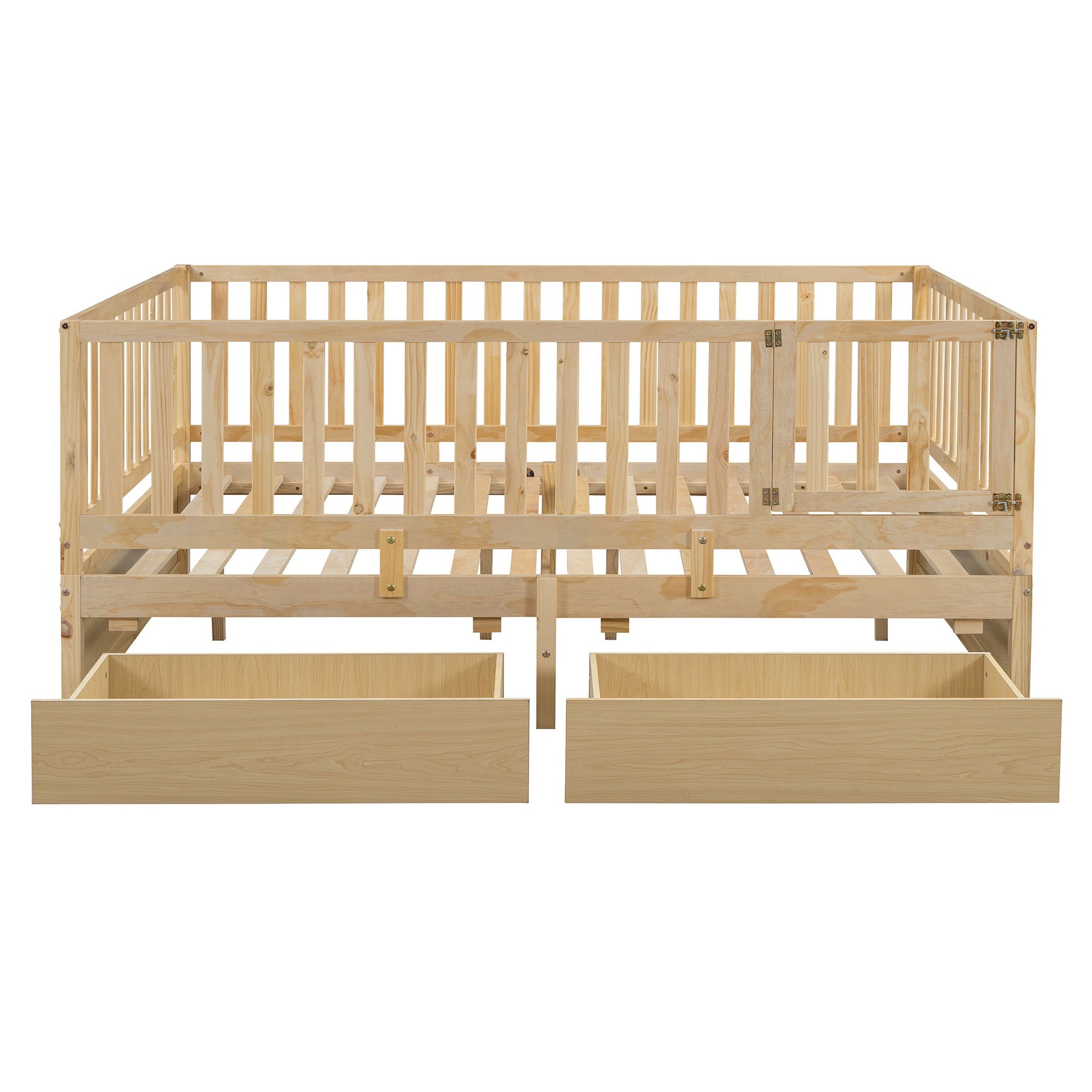 Daybed With Fence Guardrails And 2 Drawers, Split Into Independent Floor Bed & Daybed - The Sleep Loft - Online Mattress Showroom NYC