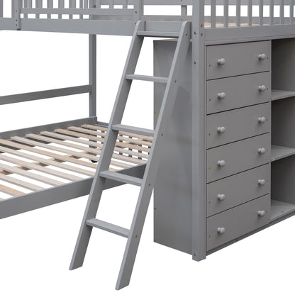 Bunk Bed With 6 Drawers And Flexible Shelves, Bottom Bed With Wheels - The Sleep Loft - Online Mattress Showroom NYC