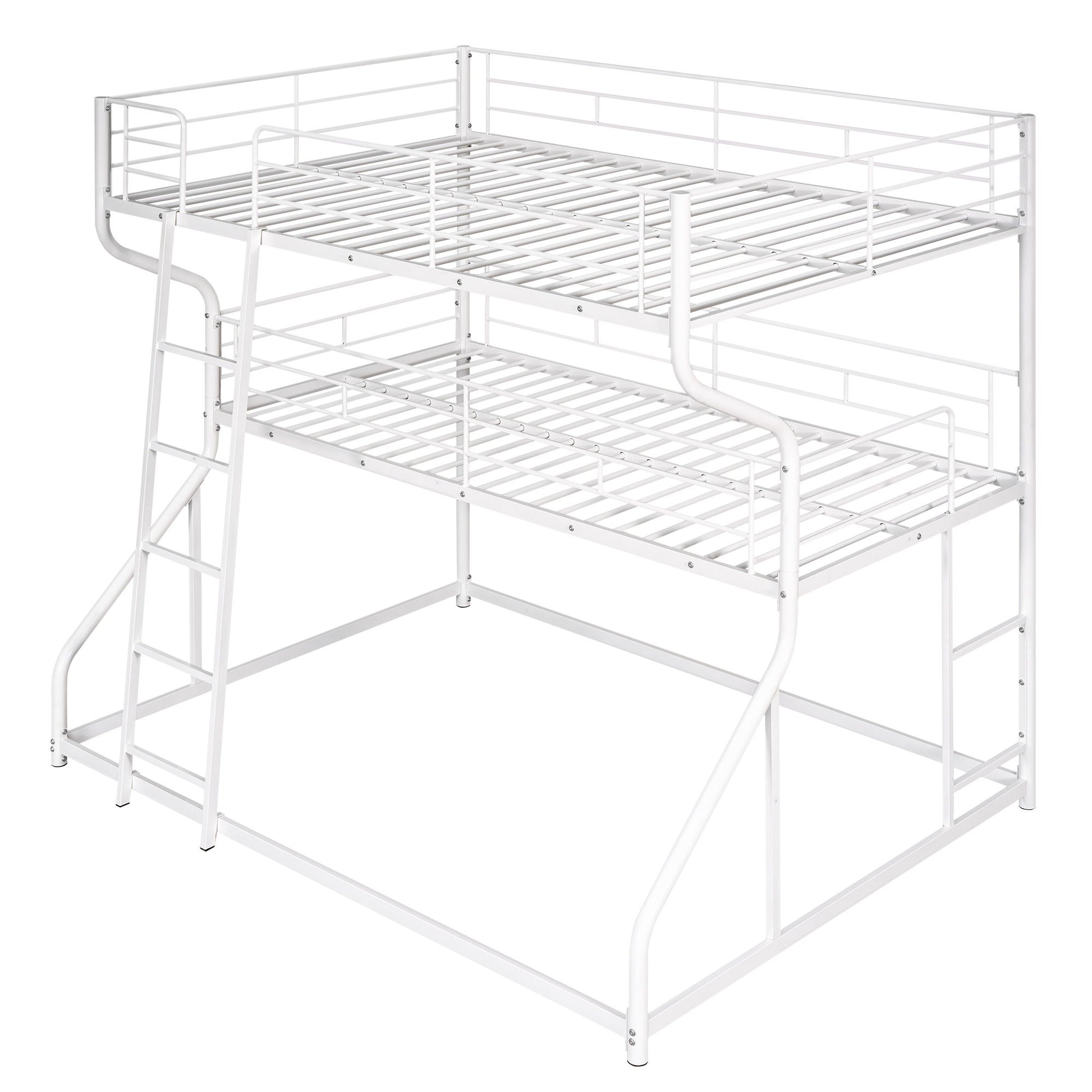 Industrial Triple Bunk Bed With Dual Ladders Frame, Space Saving Design - The Sleep Loft - Online Mattress Showroom NYC