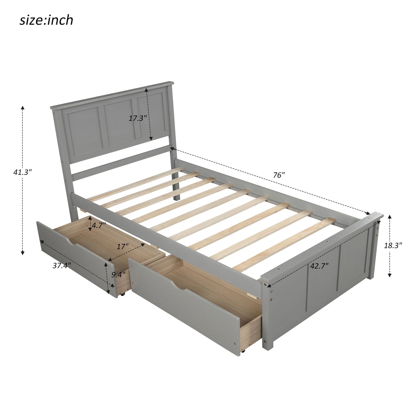 Platform Storage Bed With 2 Wheel Base Drawers - The Sleep Loft - Online Mattress Showroom NYC