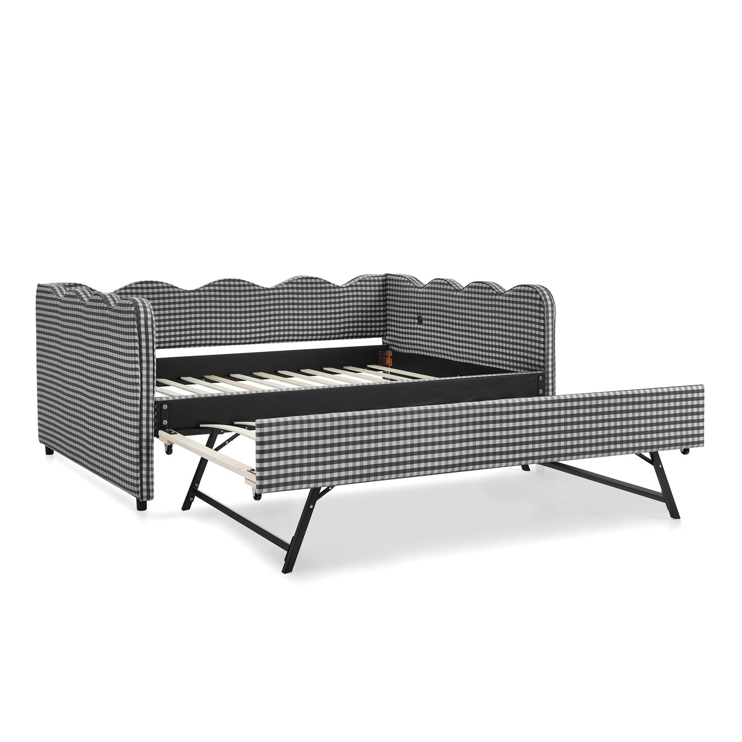 Gingham Daybed With USB Charging Port, Wave-Shaped Design - The Sleep Loft - Online Mattress Showroom NYC